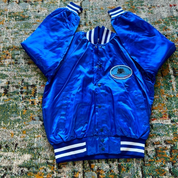💎RARE💎True Vintage General Dynamics Varsity Satin Jacket, Size Large - Picture 3 of 9